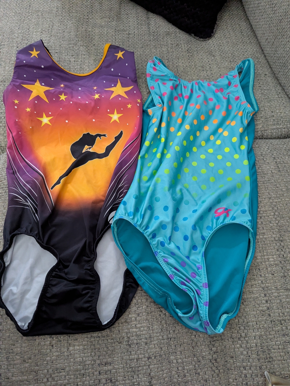 (5) Kids Aqua Polka-Dot One Piece Leotards - Teal Sold As Bundle